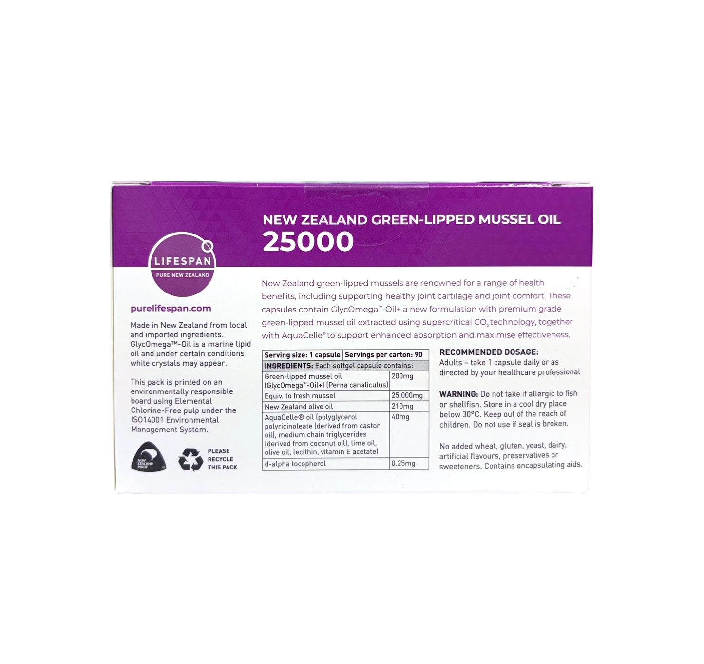 New Zealand Green-Lipped Mussel Oil 25,000 with Vitamin D